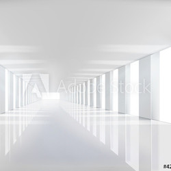 Empty white hall. Vector illustration.
