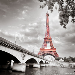 Eiffel tower monochrome selective colorization