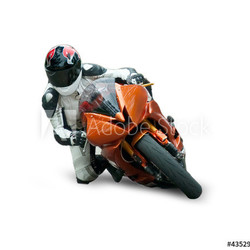 Motorcycle racer isolated on white background