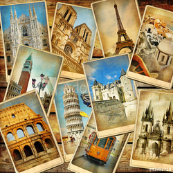 vintage travel collage background