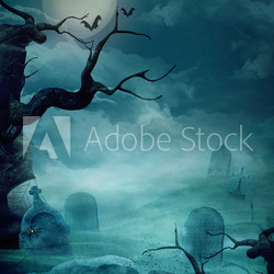 Halloween background - Spooky graveyard