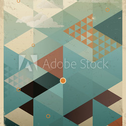 Abstract Retro Geometric Background with clouds