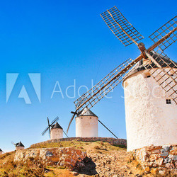 Famous windmills in Consuegra at sunset, Andalusia, Spain
