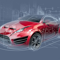 Sports car sketch. Original car design.