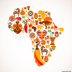 Map of Africa with vector icons