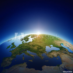 Planet earth - Europe with sunrise