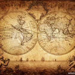 vintage map of the world 1733