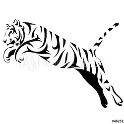 Tribal tiger jump - vector tattoo