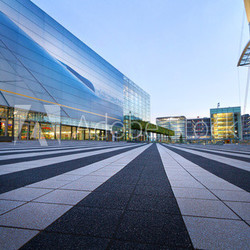 Empty metropolitan square night scene