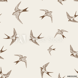 vintage pattern with white little swallows