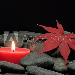 kerze mit blatt