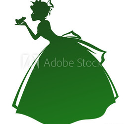 silhouette of a princess kissing a frog