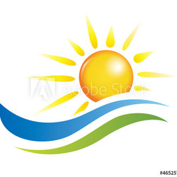 illustration of sunset view with island and sea beach