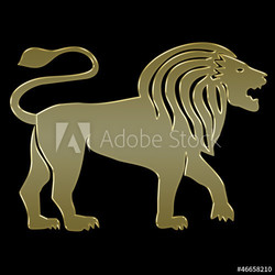 Sternzeichen Löwe - gold auf schwarz