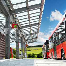 Moderner Busbahnhof auf dem Land - Bus Stop in the Countryside