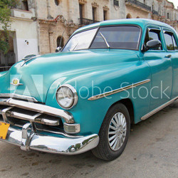Classic blue Plymouth in Havana. Cuba.