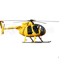 Generic yellow helicopter for fire/rescue, isolated.