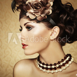 Retro portrait of a beautiful woman. Vintage style