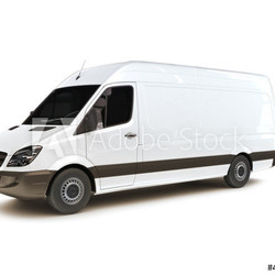 Industrial van on a white background, room for text