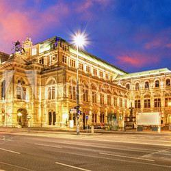 Vienna  State Opera House at night, Austria, Theater