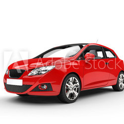 Modern Compact Red Car Front View