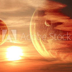 Sunset in alien planet