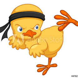 illustration of Cartoon chick karate kick