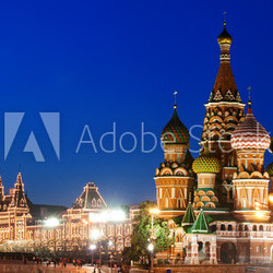 Night view of Red Square and Saint Basil s Cathedral in Moscow