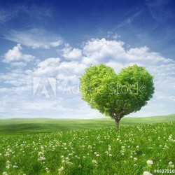 Tree in the shape of heart, valentines day background,