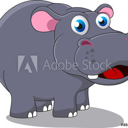 Illustration Of Hippo Cartoon