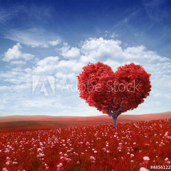 Tree in the shape of heart, valentines day background,