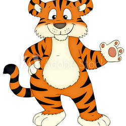 Tiger, freundlich, winken