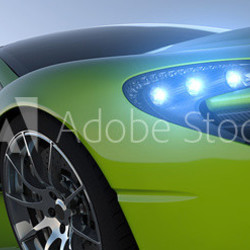 green sportcar closeup