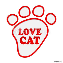 Paw print stickers with text love cat.