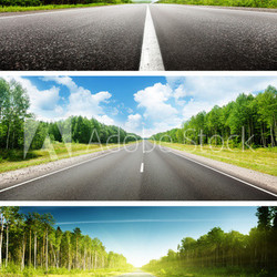 sunny day and road set of banners