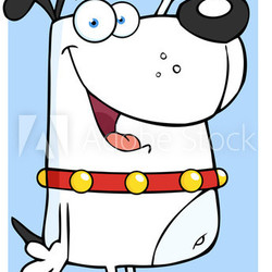 Happy White Dog Cartoon Character Waving