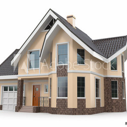 House on white background. Three-dimensional image