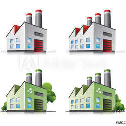 Factory vector icons in cartoon style.