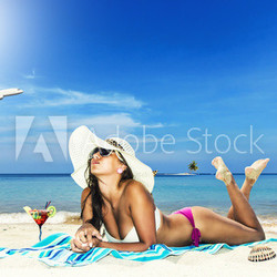 Beautiful woman on the beach.