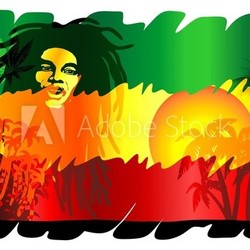 Reggae Singer Poster-Cantante Reggae Sfondo Esotico-Vector