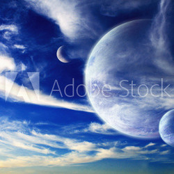 Sunset in alien planet