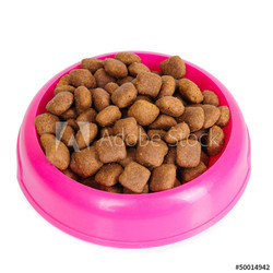 dog food in bowl isolated on white