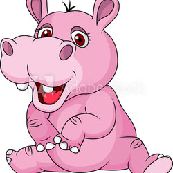 Cute hippo cartoon sitting