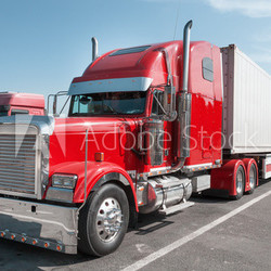 red US Truck with chrome parts