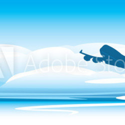 Silhouette of an airplane in the clouds