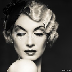 Monochrome picture of elegant blond retro woman 
