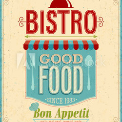 Vintage Bistro Poster. Vector illustration.