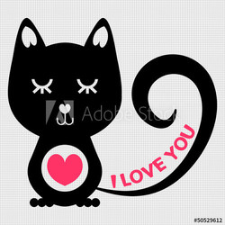 Romantic illustration with a cat