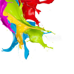 Colored splashes in abstract shape, isolated on white background