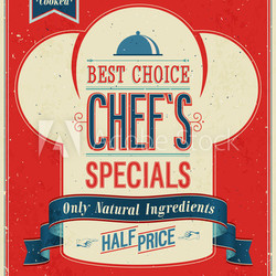 Vintage Chef`s specials Poster. Vector illustration.